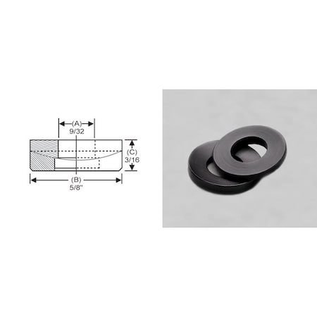 S & W MANUFACTURING Spherical Washer, Fits Bolt Size 1/4 in Steel, Black Oxide Finish TPW-1